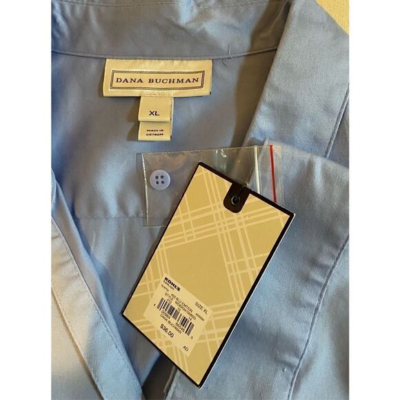 Dana Buchman 3/4 Sleeve V Neck Button Down Stretch Blue Blouse XL New with Tags - Picture 3 of 3